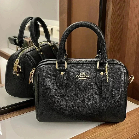 COACH  Mini Rowan Bag with Top Handle Handbag Crossbody Shoulder Bag in Black - Picture 1 of 11